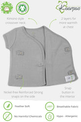 Front open Side snap Half | Short sleeves T-Shirt | Jhabla, Grey